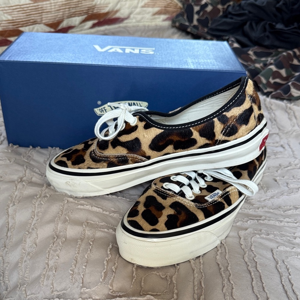 Vans Leopard Print Platform Lace-Up Sneakers - Black Trim